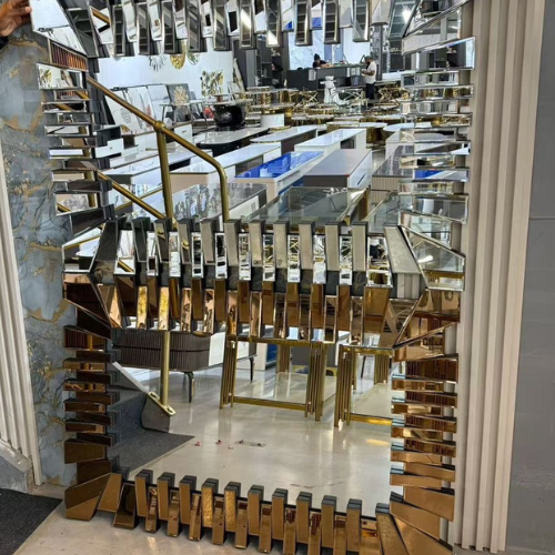 Cleo Rectangular 3D Mirror (120 cm) Available in Silver or Rose Gold