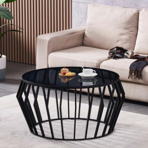 Rodney Glass/Metal Coffee Table (80 cm)