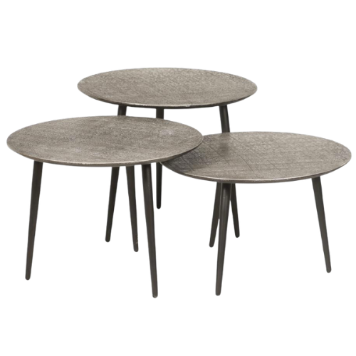 Athens Set of 3 Tables (Antique Silver Finish)
