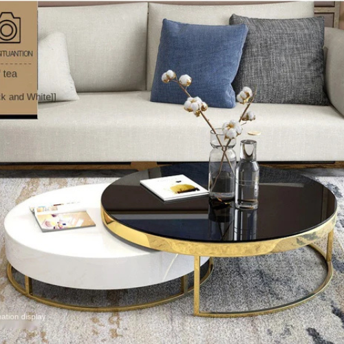 Lualle Nesting coffee Table (Black/Gold/White) 70/50 cm