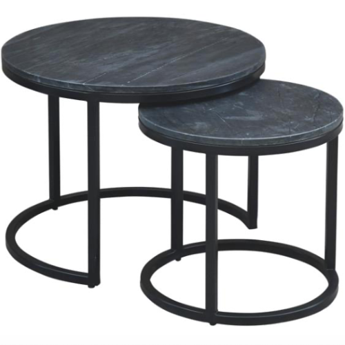 Alana Nesting Side Tables (Set of 2) Marble/Metal