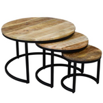 Angus Side Tables (Set of 3) Solid Mango wood/Metal