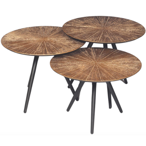 Zelda Nesting Coffee Tables (Set of 3) Antique Brass Finish