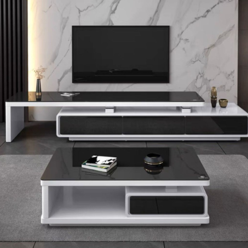 Austin TV Unit with matching Coffee Table (Black/White) 184 cm