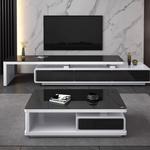 Austin TV Unit with matching Coffee Table (Black/White) 184 cm