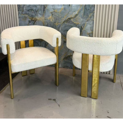 Phoenix Fleece Dining Chairs (Gold/White) Sold as a Set of 2