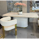 Phoenix Marble Dining Table (White/Gold) 200 cm