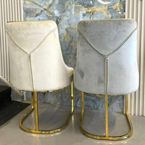 Fedor Velvet Dining Chair in Gold Frame (Available in Cream or Grey)