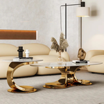 PROMO DEAL - DIOR Coffee Table (Available in Gold or Chrome Black) RECEIVE YOUR FREE MATCHING CURVED SIDE TABLE!