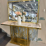 Glade Marble Console Table with Matching Mirror (Available in Gold)