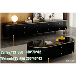 Vera TV Unit/Plasma stand with matching Coffee Table (200/130 cm) Black/Gold