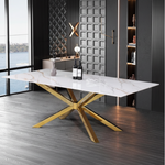 Vertex Stone Top Dining Table (180/200 cm cm) White/Gold