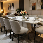 Orluxe Marble Dining Table (200 cm) White/Grey