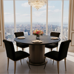 Dovaro Wooden Round Dining Table (130 cm) Black