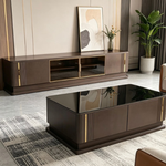 Marcellus TV Stand and matching Coffee Table (Brown/Gold) 200 cm/130 cm