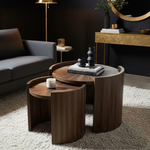 Sunburst Teak Wood Coffee Table Set (74/53 cm)