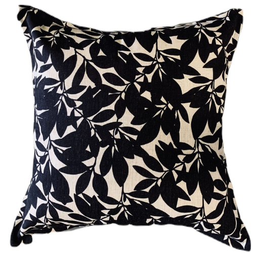 Night Flower Black Cushion