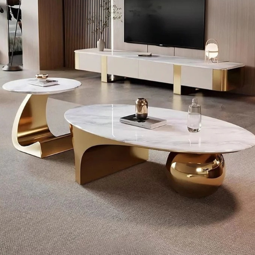 Lexi Coffee Table and Side Table Set (Gold)