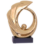 Wave Sculpture (Gold) 32 cm