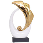Wave Sculpture (White/Gold) 38 cm