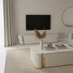 Hanso Lux Marble TV/Plasma Unit (200 cm) with it's matching coffee table (130 cm) COMBO DEAL - Available in Cream/Gold or Dark Grey/Silver