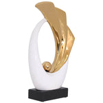 Wave Sculpture (White/Gold) 38 cm