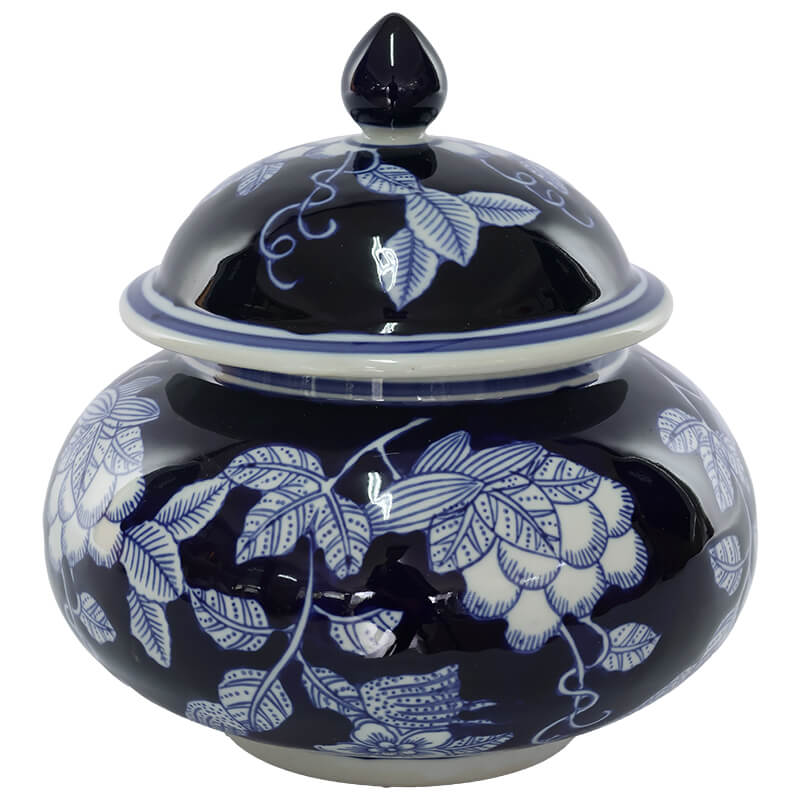 White and Blue Jar/Lid (19 cm)