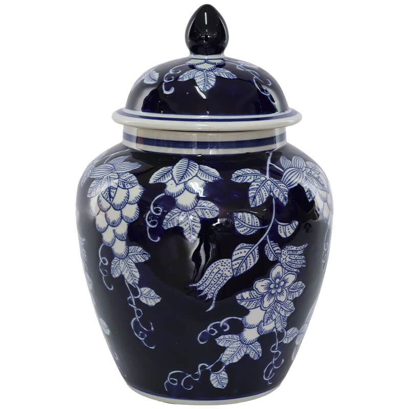 White and Blue Jar/Lid (30 cm)
