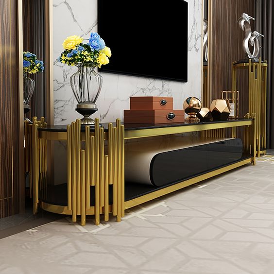 Zoey TV Unit/Plasma Stand 160 cm (Available in Gold or Silver)