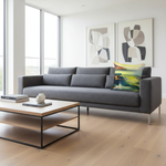 Abstract blue and yellow cushion in modern setting