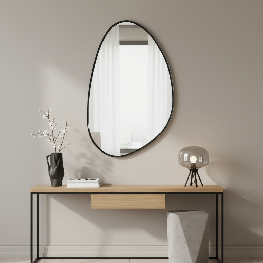 Abstract Organic Mirror in Contemporary Setting