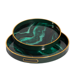 Green/Gold acrylic round tray set (45/36 cm)