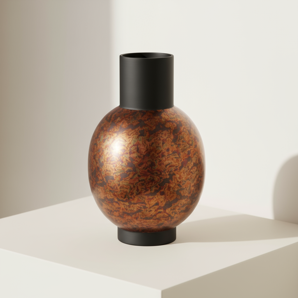 Antique copper vase in neutral setting