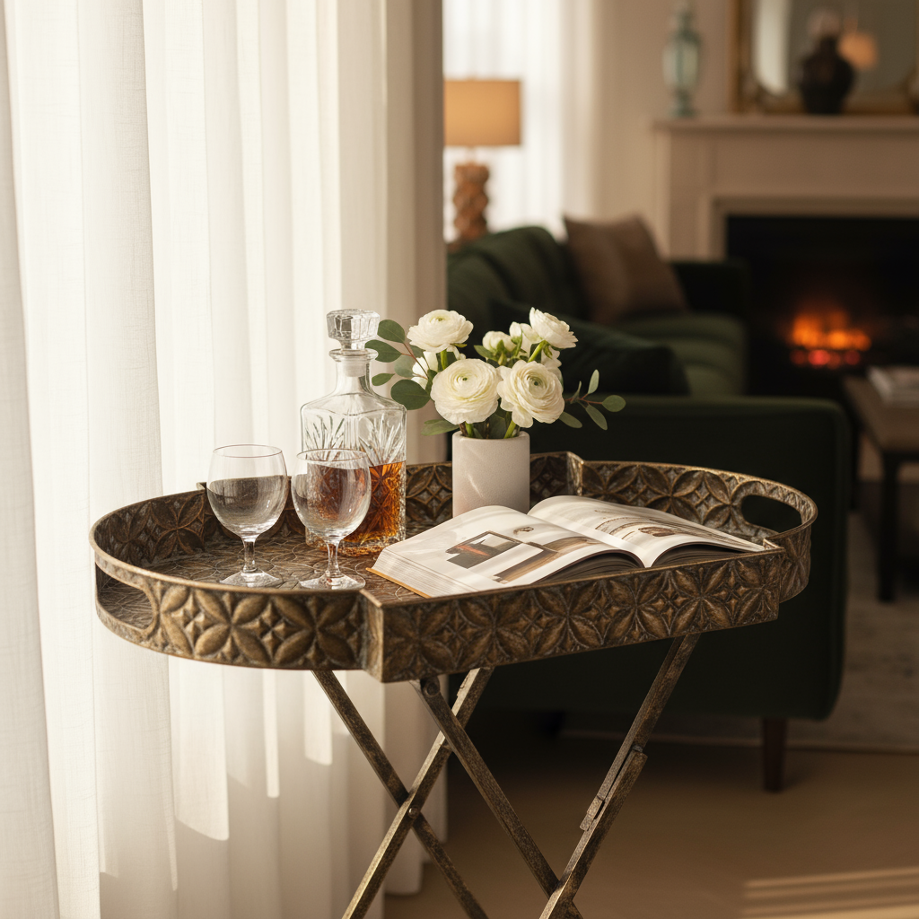 Antique Gold Foldable Table in Luxury Setting
