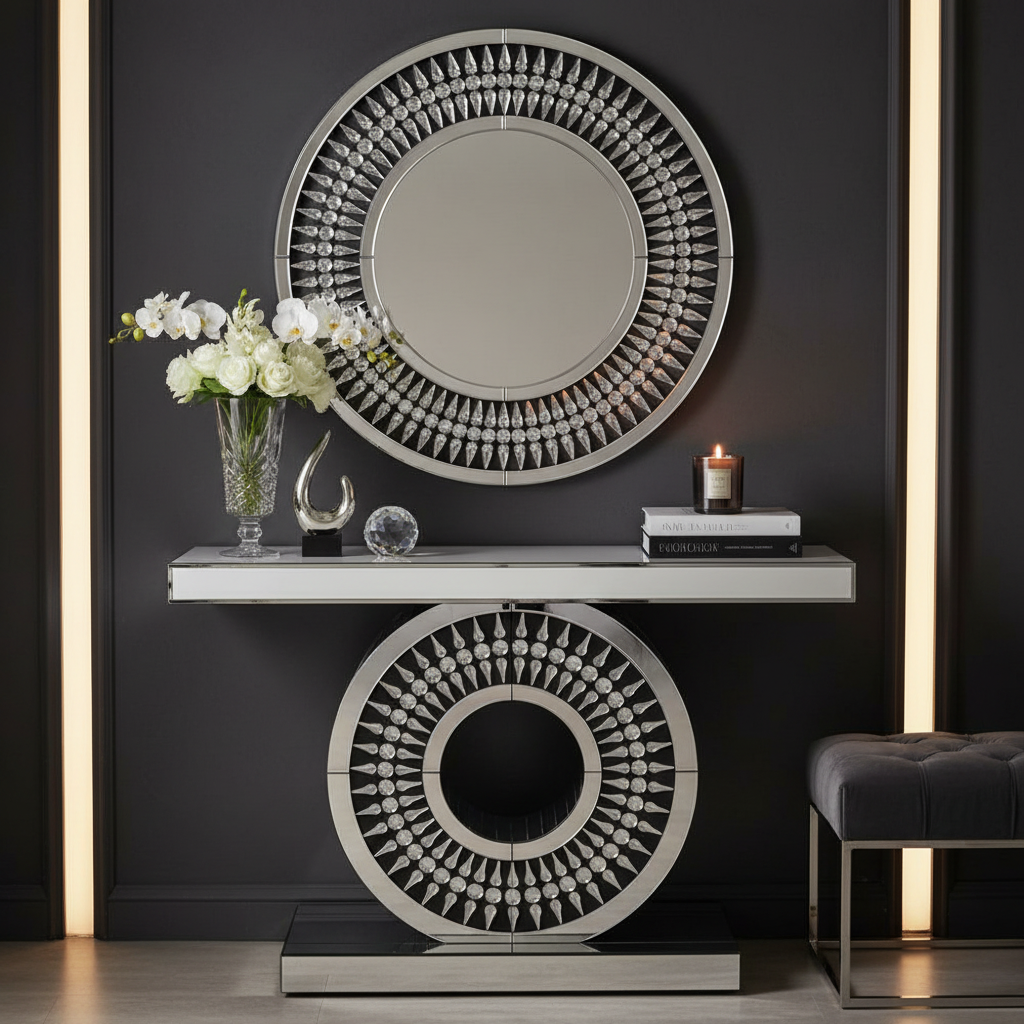 Anubis Mirror and Console Set in Luxury Setting