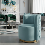 Aqua Velvet Chair with Gold Base
