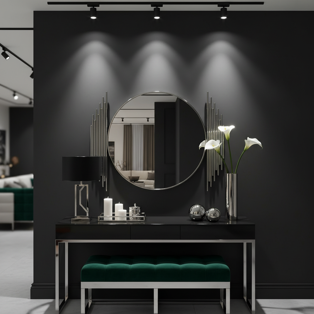 Aria Chrome Mirror in Luxury Setting