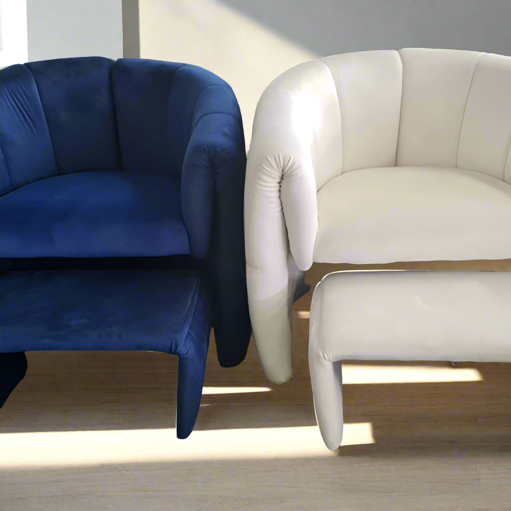 Koko Occasional Chair with matching Ottoman (Available in Blue or White)