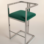 Bar Stool – Silver Chrome, Emerald Green Velvet