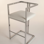 Bar Stool – Silver Chrome, White Velvet