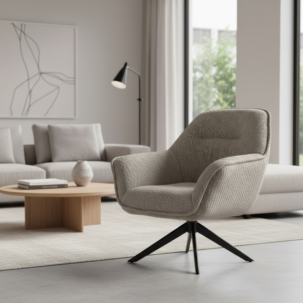 Beige Swivel Chair in Contemporary Setting