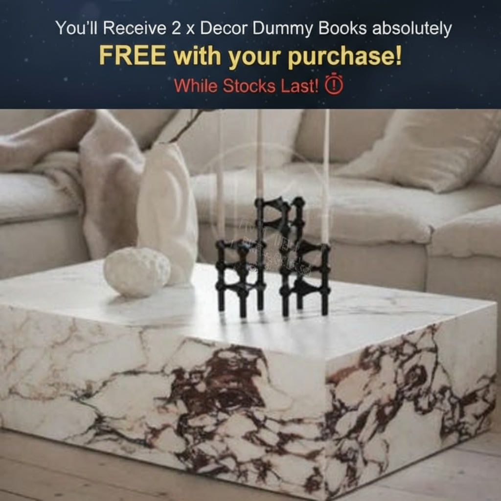 PROMO DEAL - Bianco Calacatta Marble Coffee Table (130 cm) RECEIVE 2 X FREE DECOR DUMMY BOOKS!