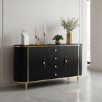 Black and gold sideboard in modern setting
