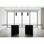 Black and White Marble Dining Table - Contemporary Setting 500x500