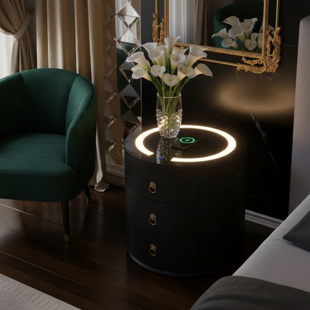 Black LED Pedestal Elegant Setting