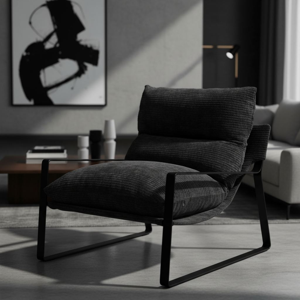 Black Occasional Chair Close-Up in Beautiful Setting