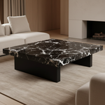 Black & White Marble Coffee Table - Tapered Block Feet