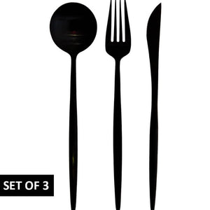 Black Cutlery Knife, Fork and Spoon (Set) PVD