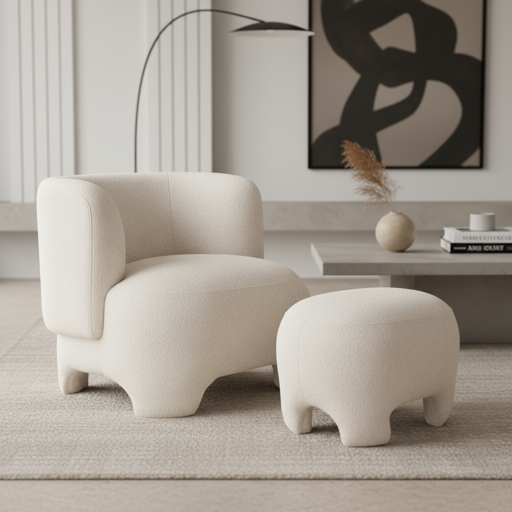 Chair with Ottoman in Contemporary Setting
