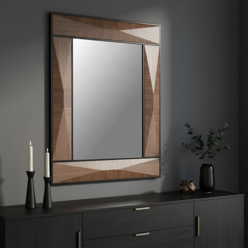 Chevron pattern mirror in luxury setting